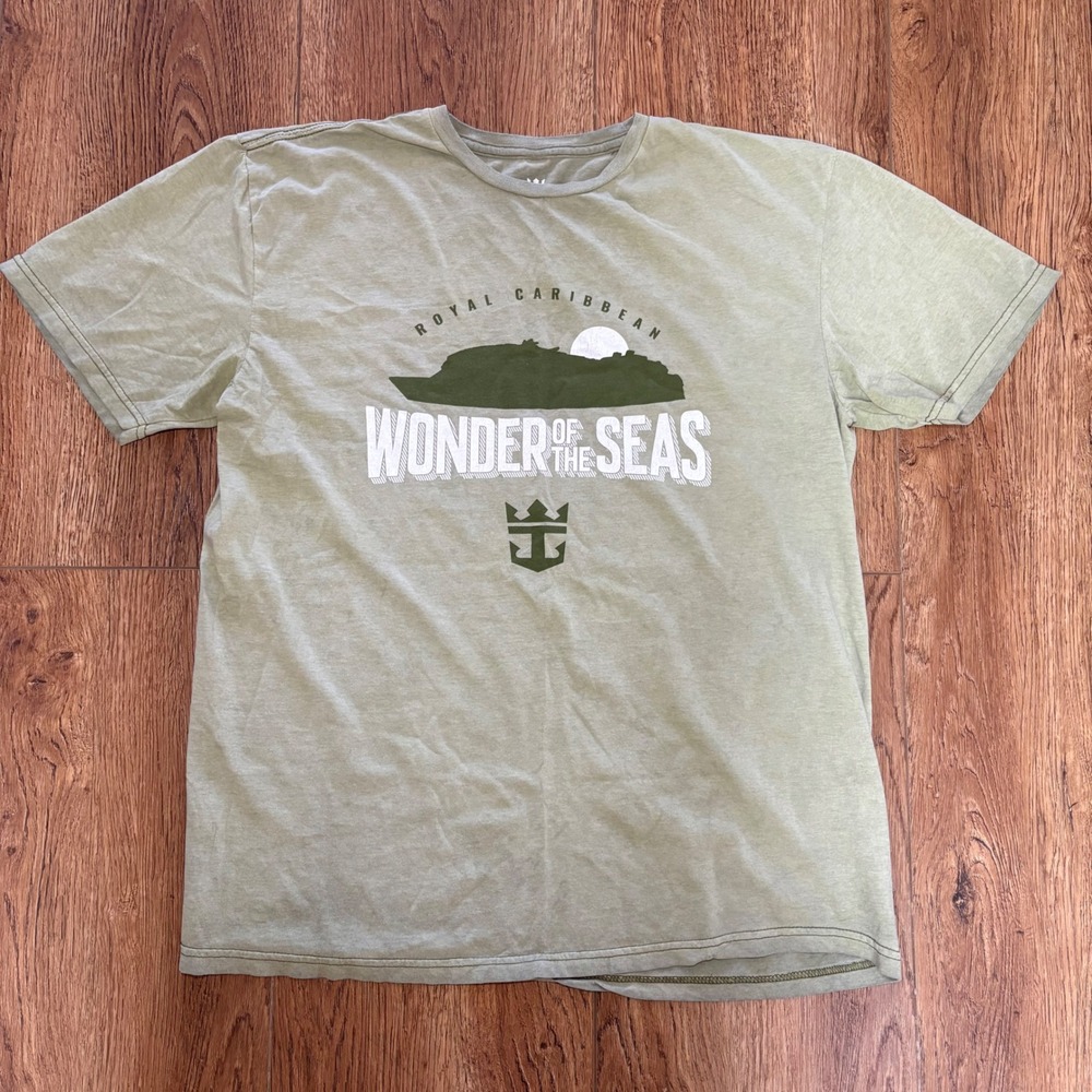 Royal Caribbean Wonder of the Seas Graphic T-Shirt Green Mens L Souvenir Tee